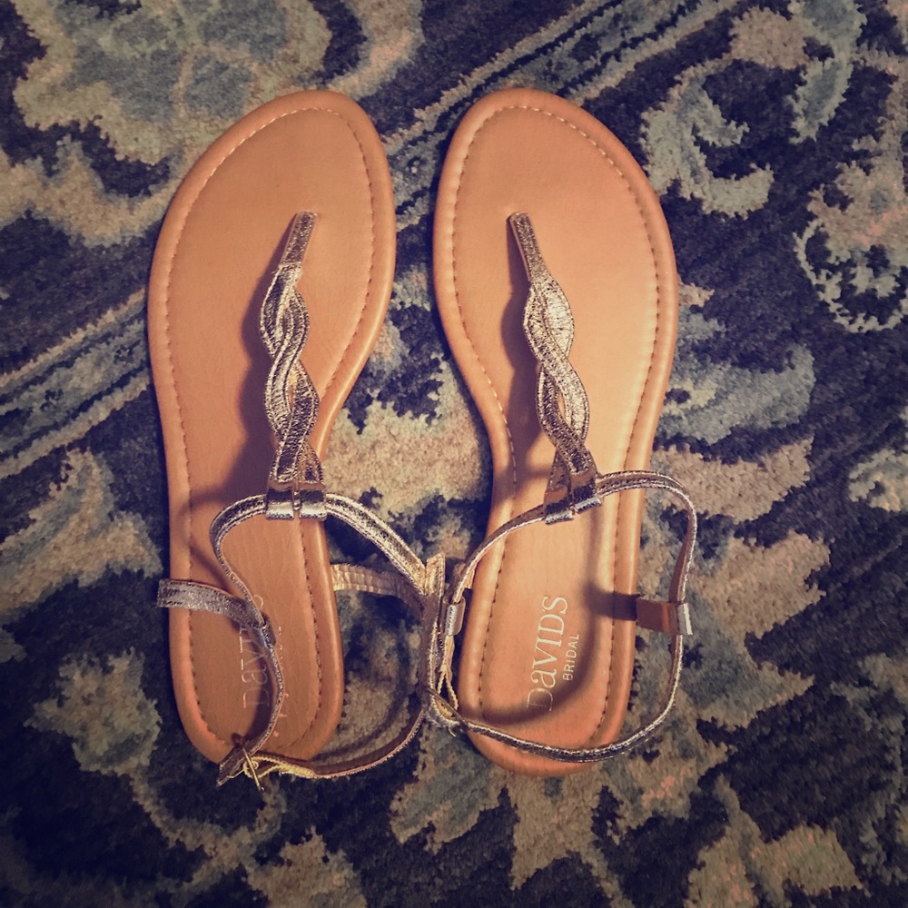 David’s Bridal Twisted Strap Gold Sandals